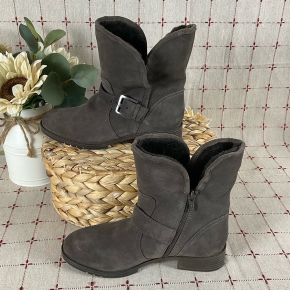 Naturalizer “Sutton” Brown Suede Leather Faux Fur Ankle Boots Size 5M NWOB - Picture 7 of 10